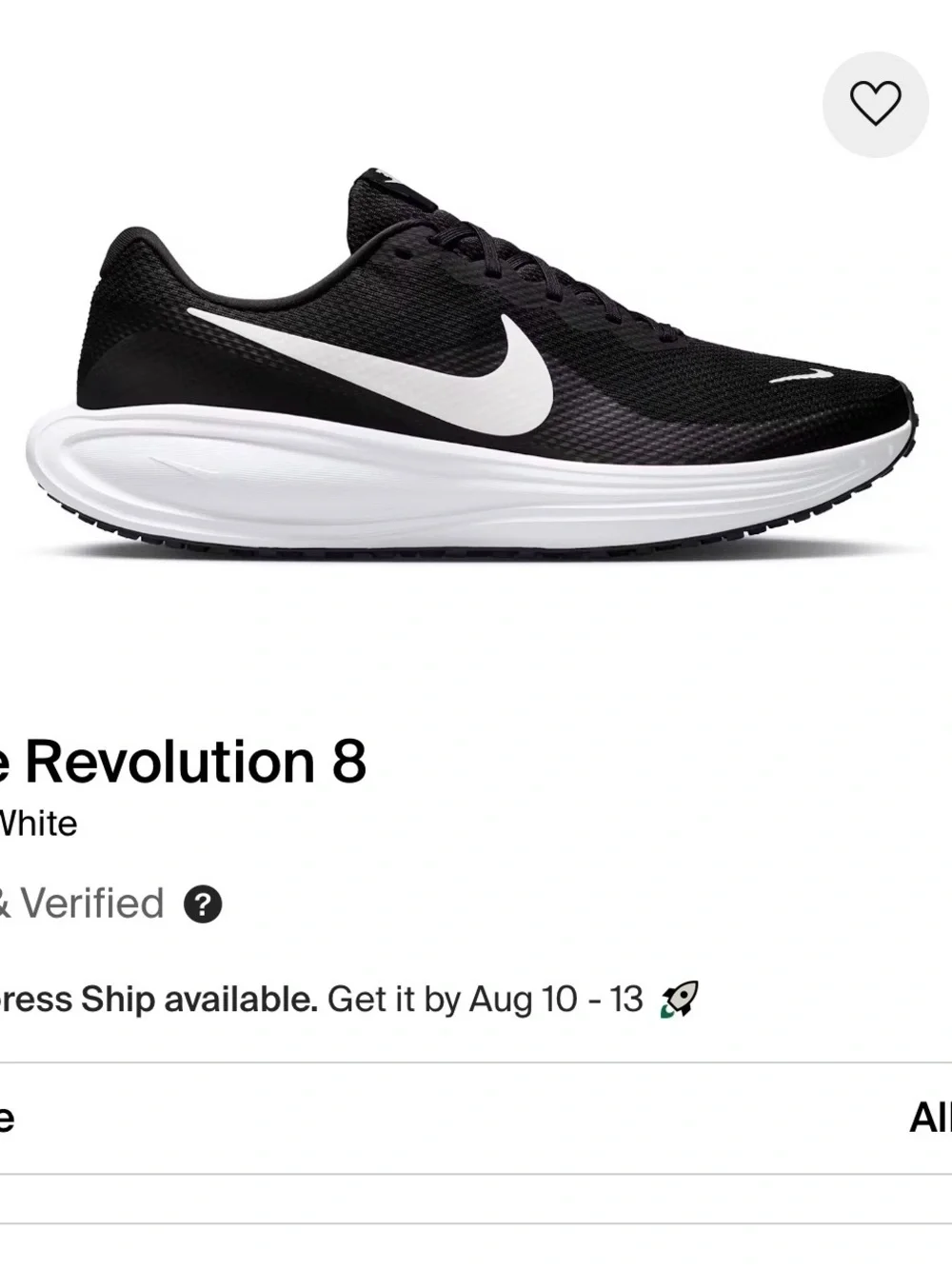 Nike Men's Revolution 8 Running Shoe - Black/White